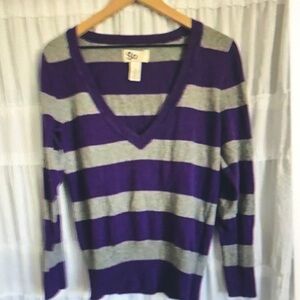 SO Womens XL Purple Long Sleeve Shirt Y2k Preppy Academia School Y2k Striped